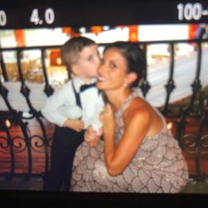 Bronze scalloped wedding dress